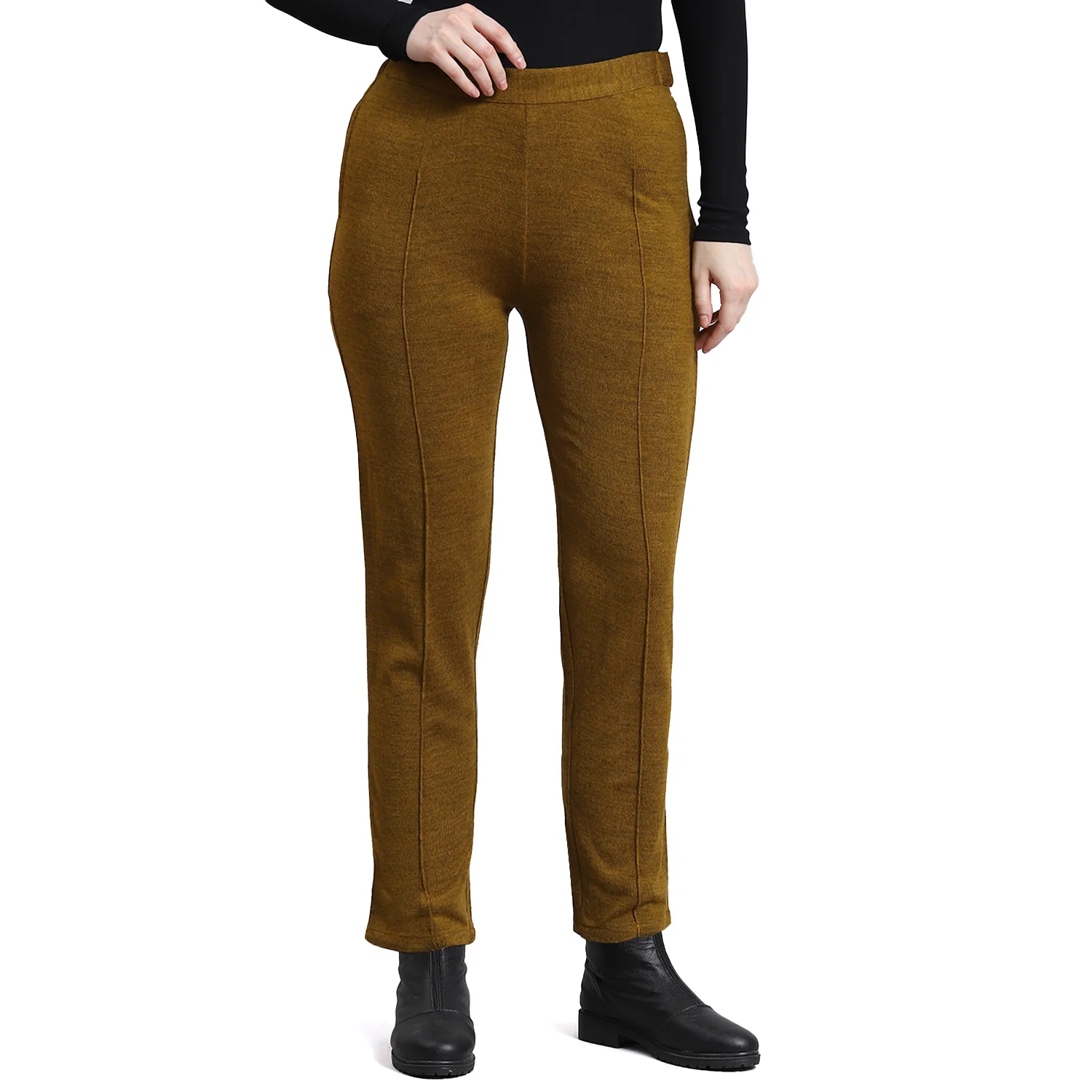 Women Mustard Self Design Regular Fit Winter Lower - Image 5