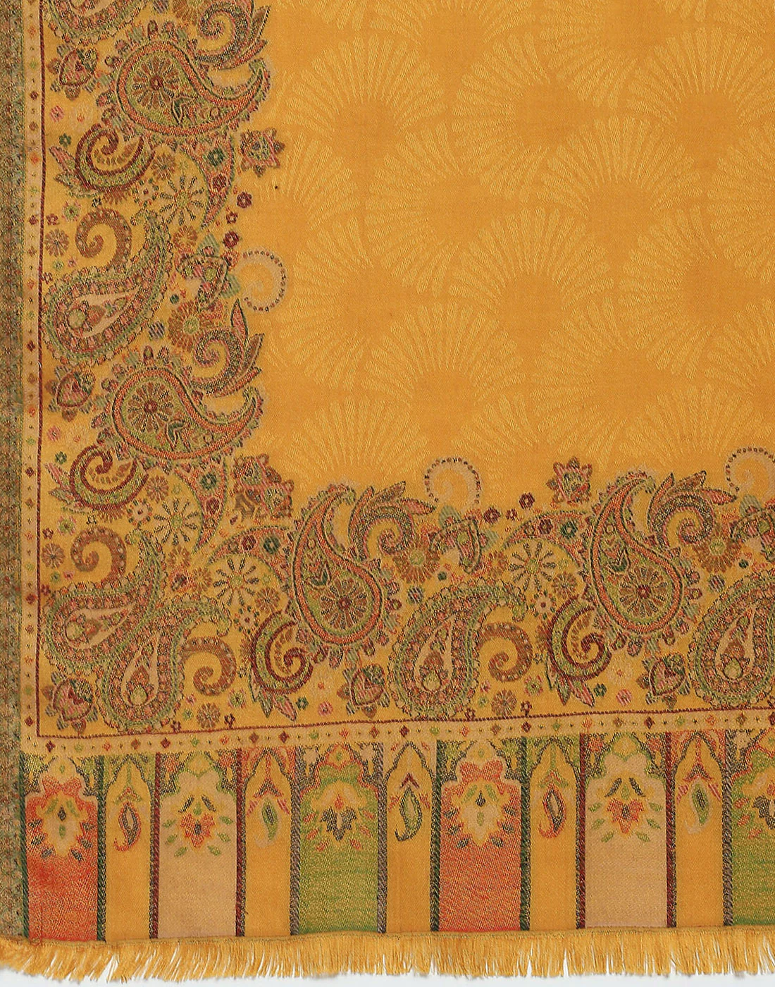 Women Mustard Self Design Shawl - Image 7