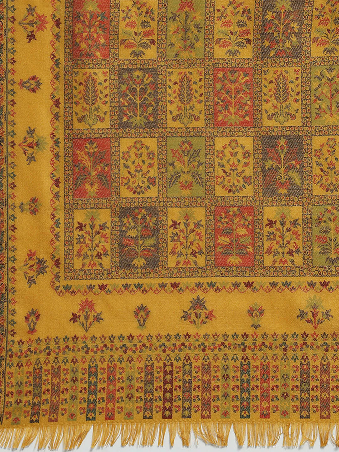 Women Mustard Self Design Shawl - Image 6