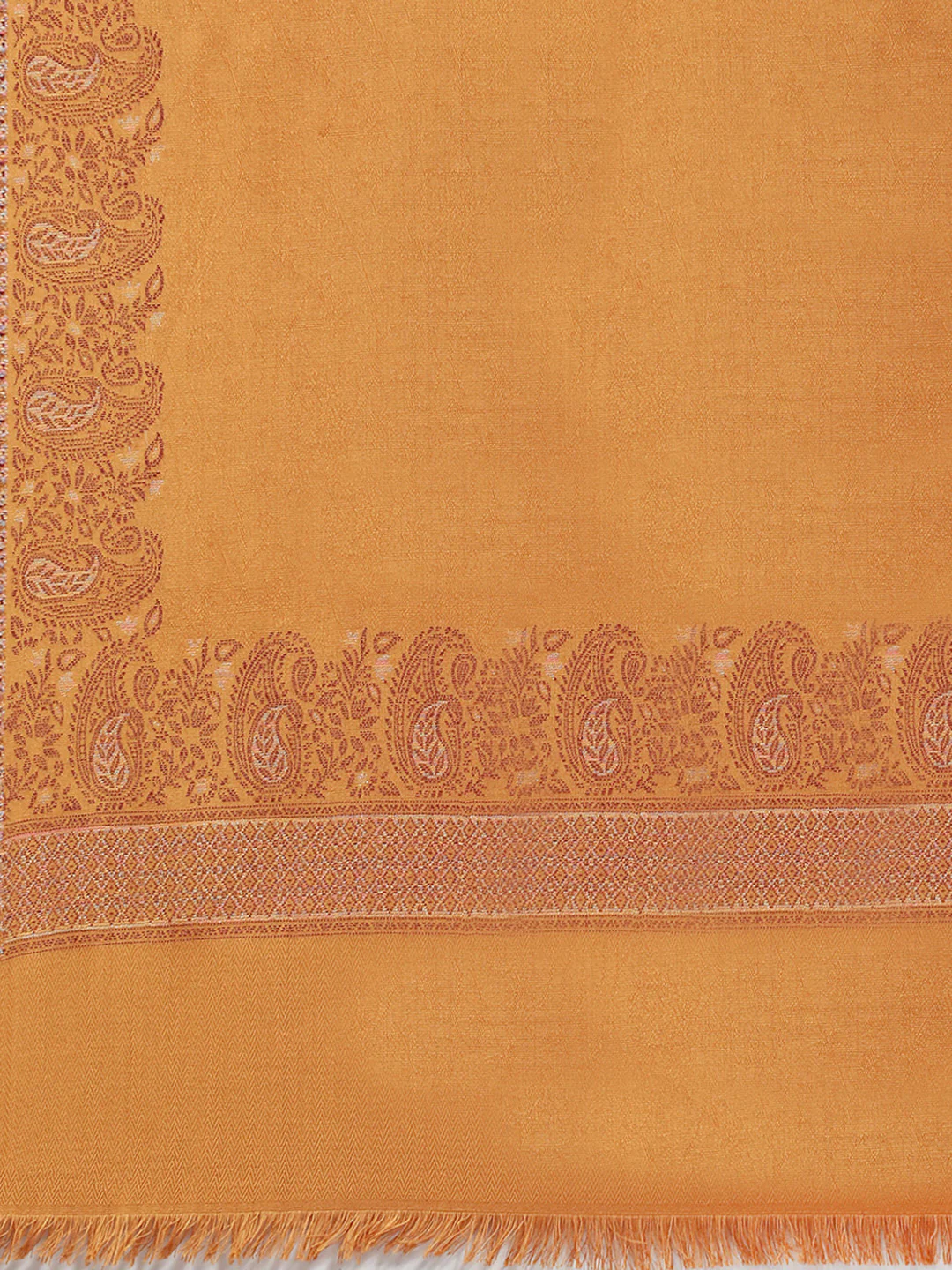 Women Mustard Self Design Stole - Image 7