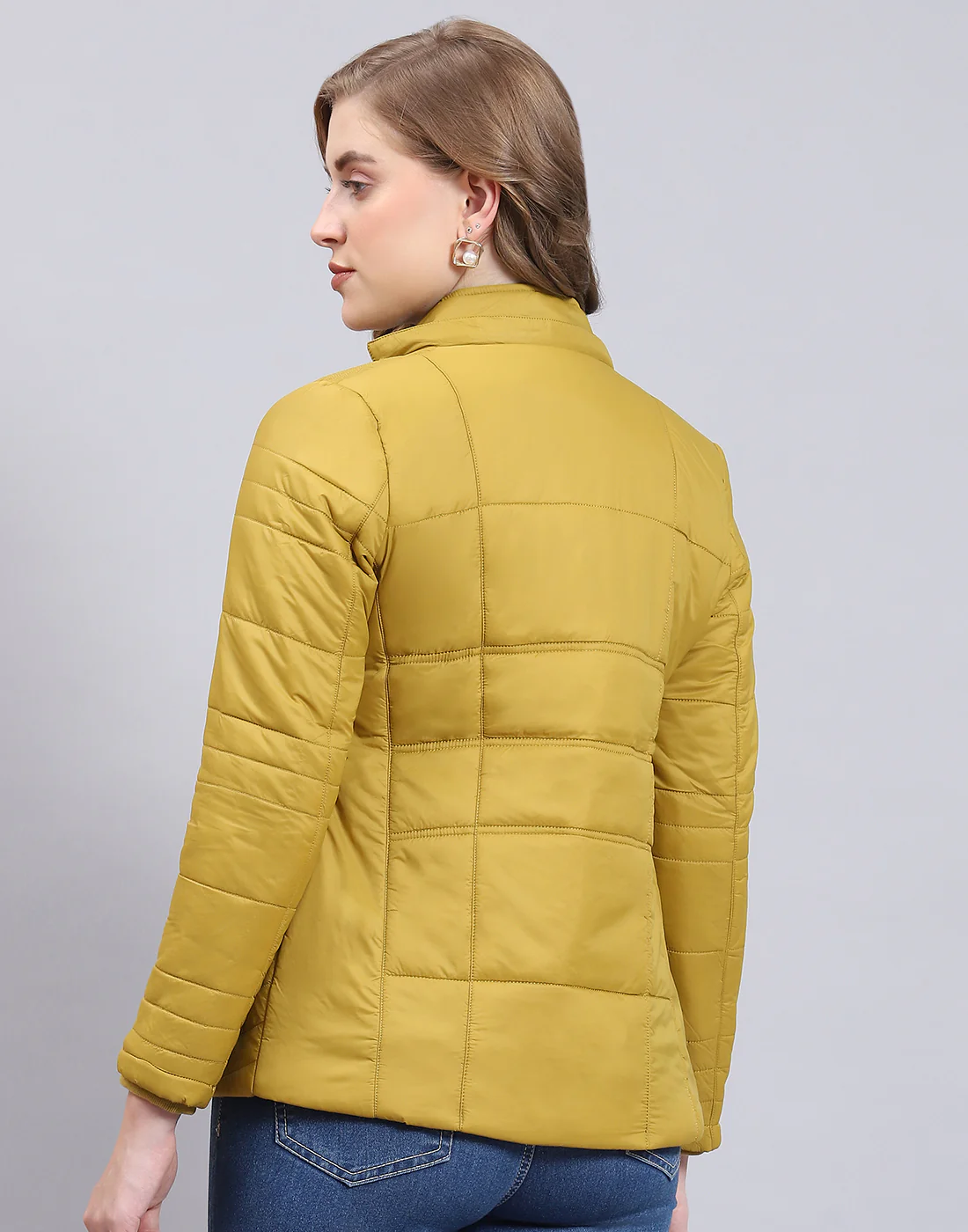 Women Mustard Solid Hooded Full Sleeve Jacket - Image 7
