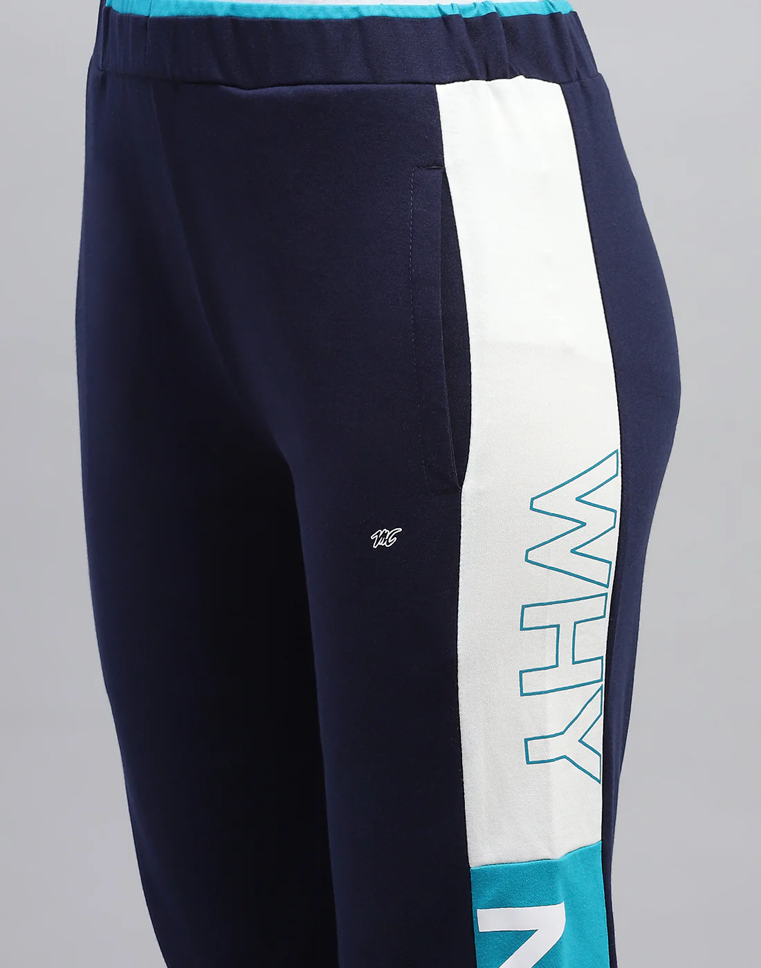 Women Navy Blue Colourblocked Regular Fit Lower - Image 6