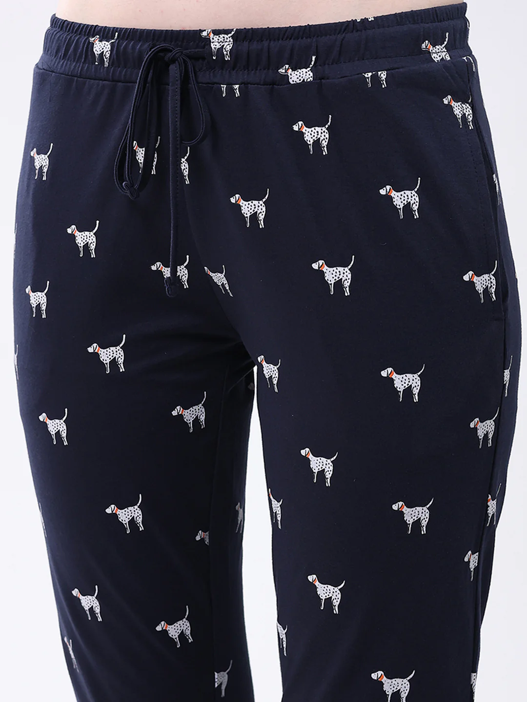 Women Navy Blue Printed Collar Full Sleeve Lower Set - Image 9