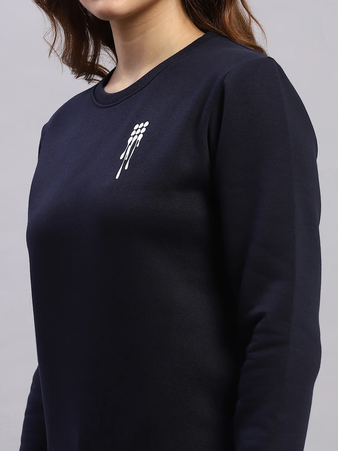 Rock.it Women Navy Blue Printed Round Neck Full Sleeve Sweatshirt - Image 7