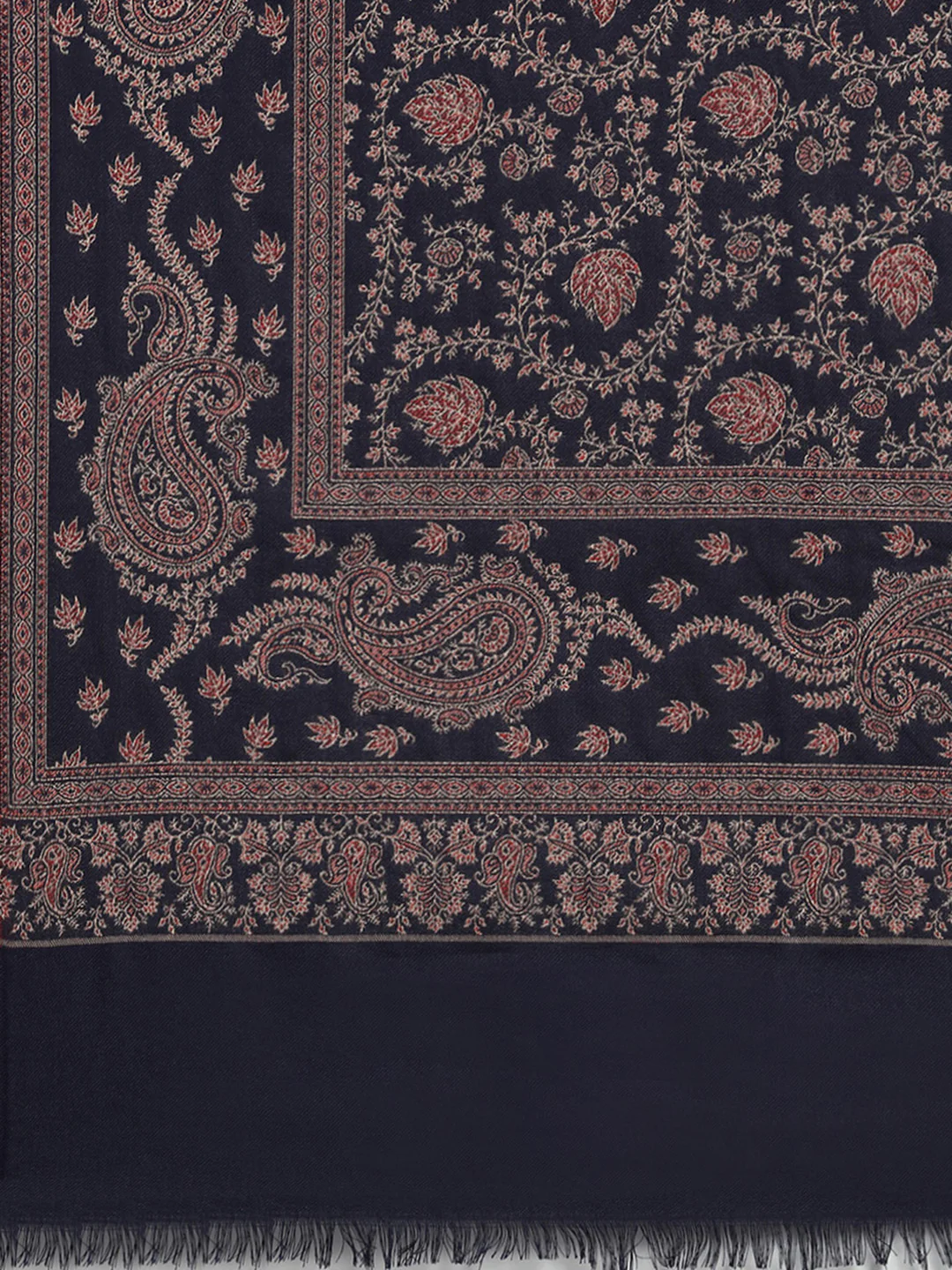 Women Navy Blue Self Design Shawl - Image 6