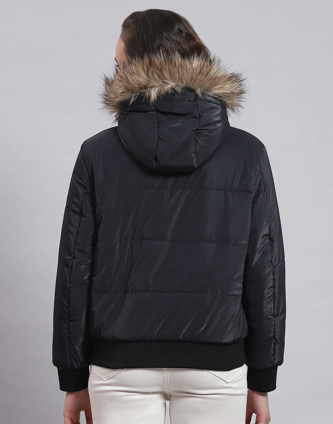 Women Navy Blue Solid Hooded Full Sleeve Jacket - Image 6