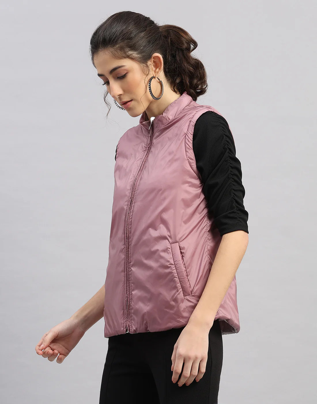 Women Navy Blue Solid Hooded Full Sleeve Jacket - Image 13