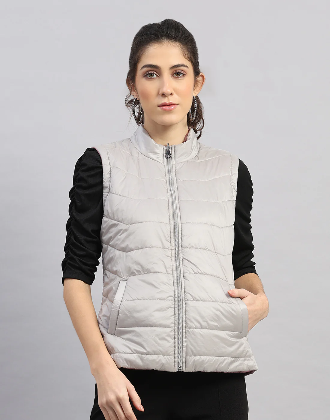 Women Navy Blue Solid Hooded Full Sleeve Jacket - Image 9