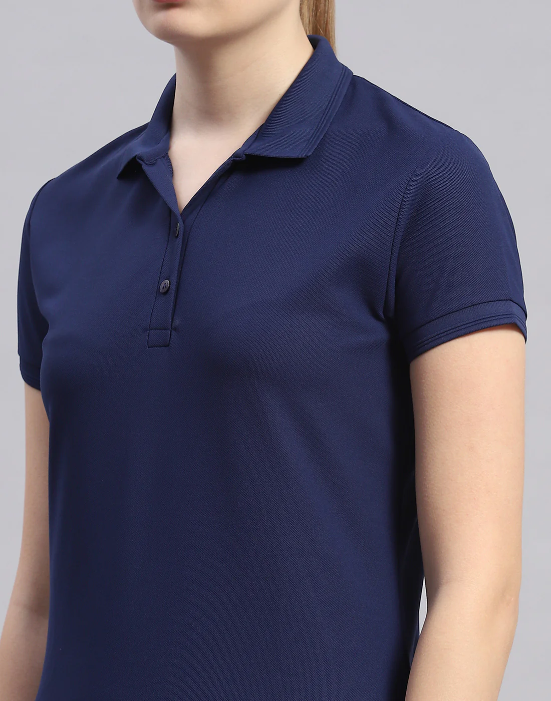 Rock.it Women Navy Blue Solid Polo Collar Half Sleeve T-Shirt - Image 7