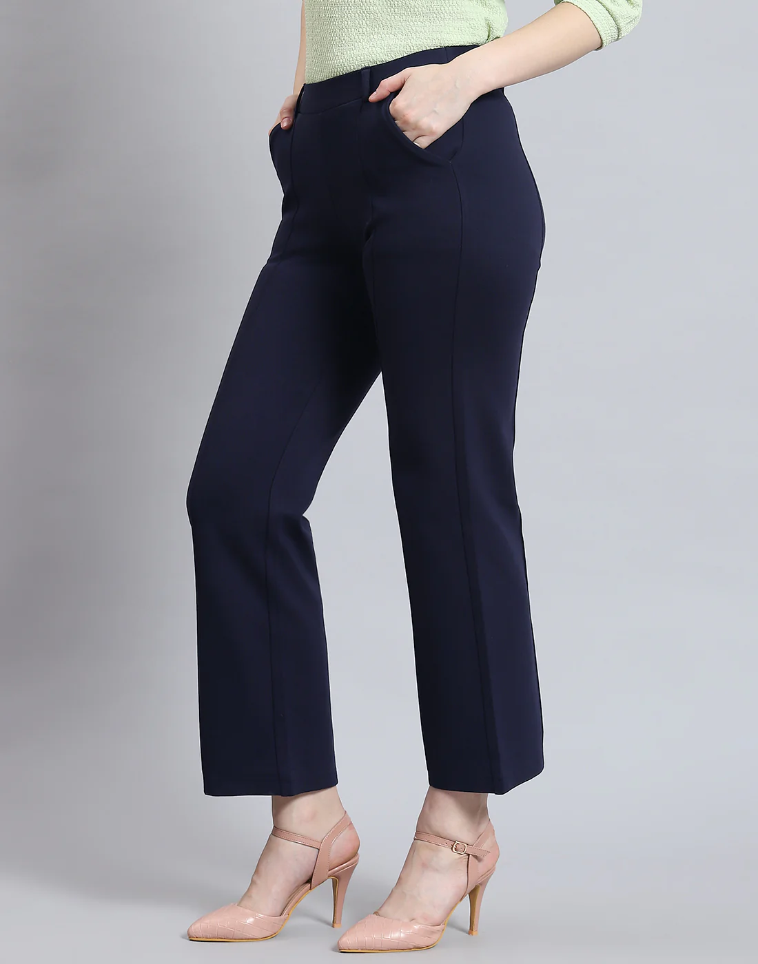 Women Navy Blue Solid Regular Fit Jegging - Image 3