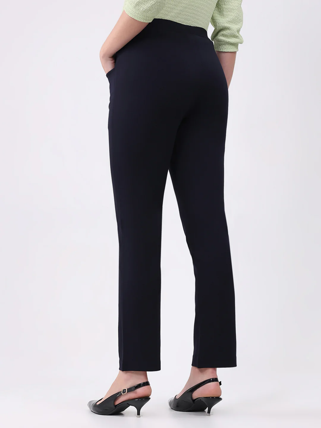 Women Navy Blue Solid Regular Fit Jegging - Image 5