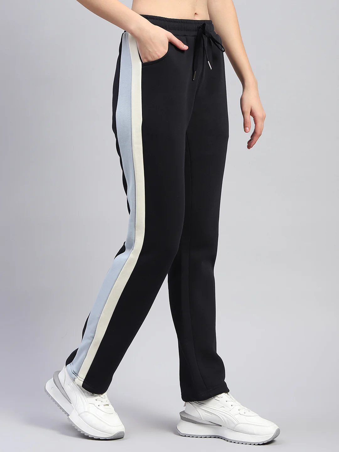 Women Navy Blue Solid Regular Fit Lower - Image 4