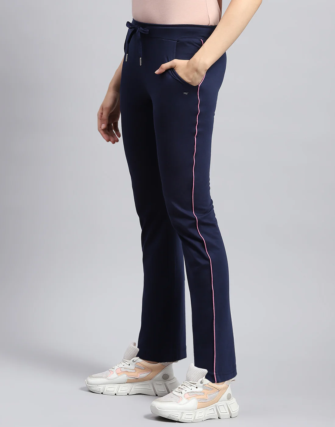 Women Navy Blue Solid Regular Fit Lower - Image 3