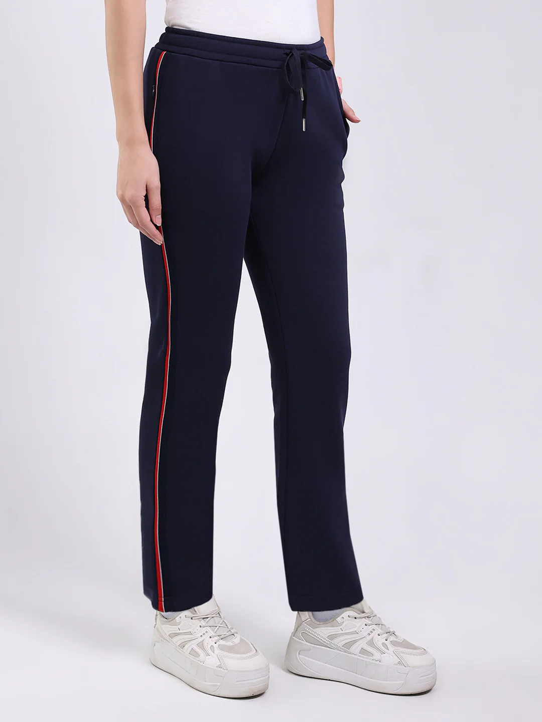 Women Navy Blue Solid Regular Fit Winter Lower - Image 4