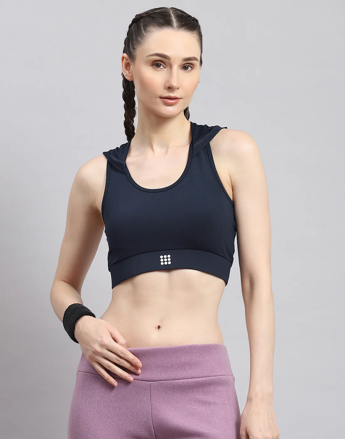 Rock.it Women Navy Blue Solid Sports Bra - Image 2