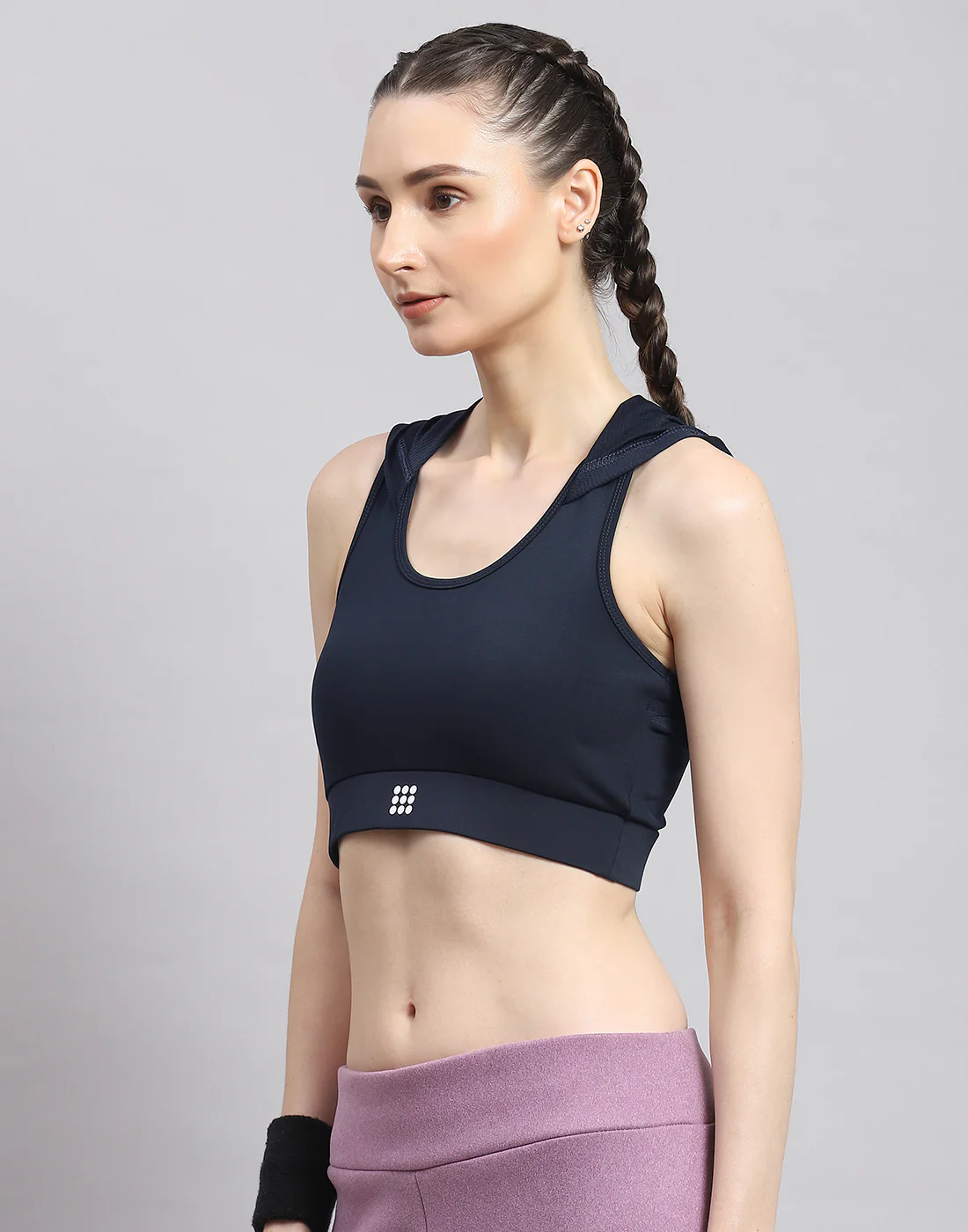 Rock.it Women Navy Blue Solid Sports Bra - Image 3
