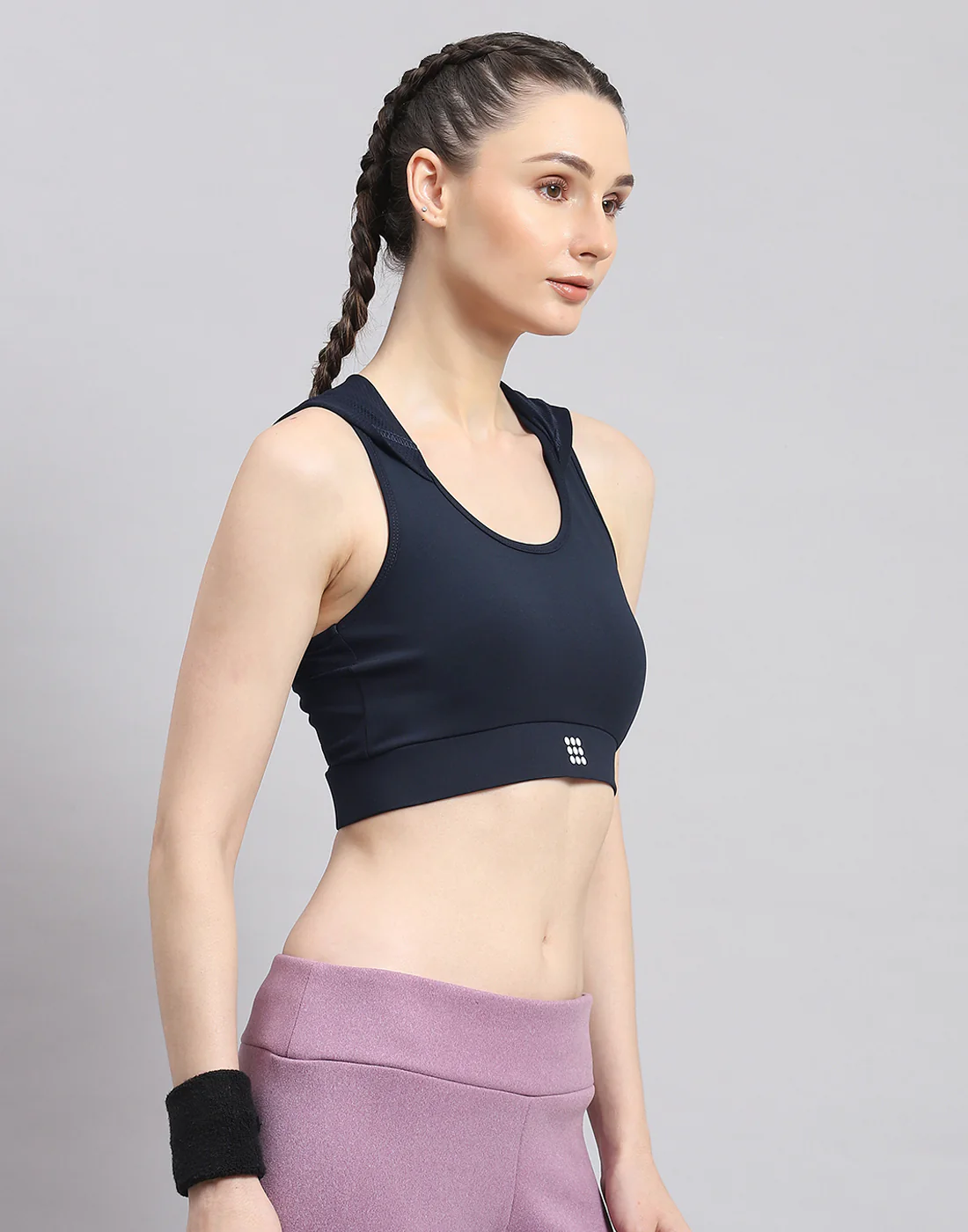 Rock.it Women Navy Blue Solid Sports Bra - Image 4