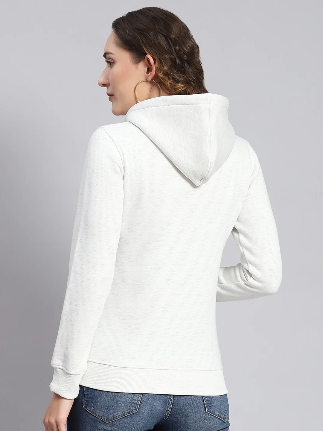 Women Off White Printed Hooded Full Sleeve Sweatshirts - Image 6