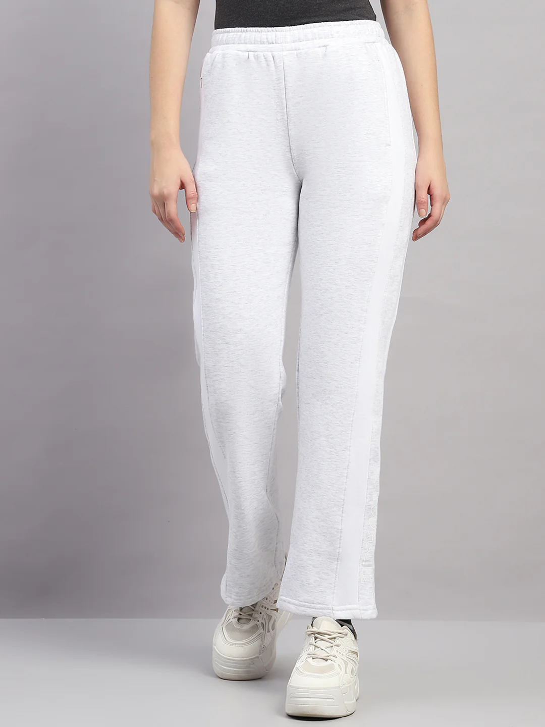 Women Off White Printed Regular Fit Winter Lower