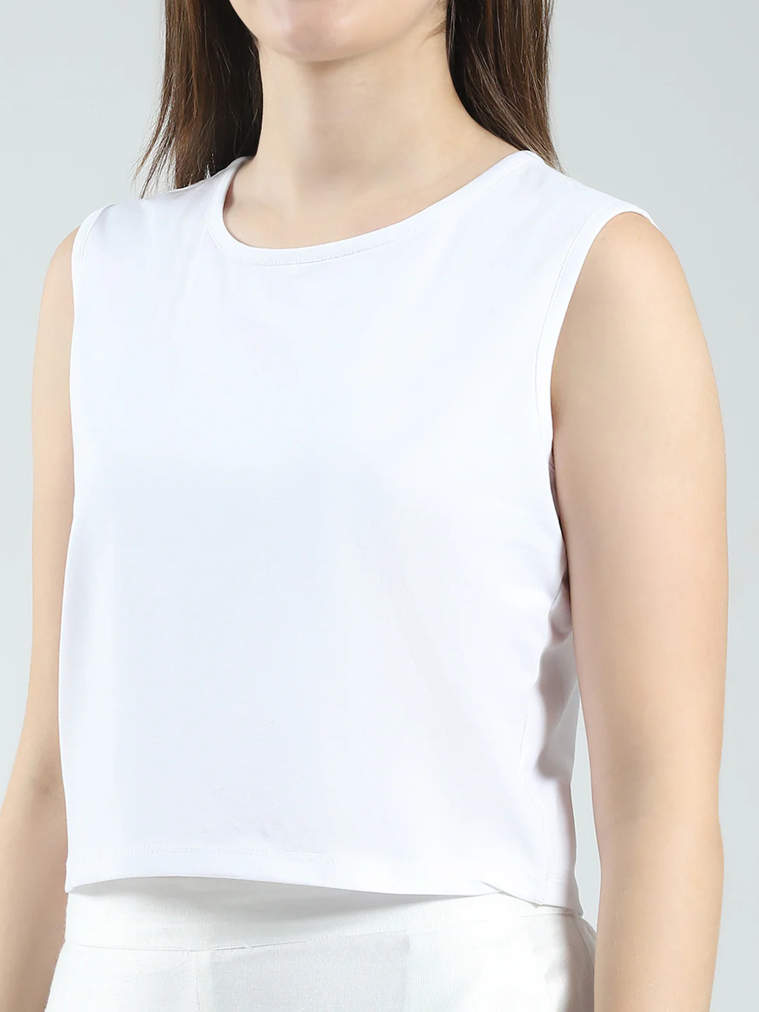 Women Off White Printed Round Neck Sleeveless 3 Pcs Cords Set - Image 10