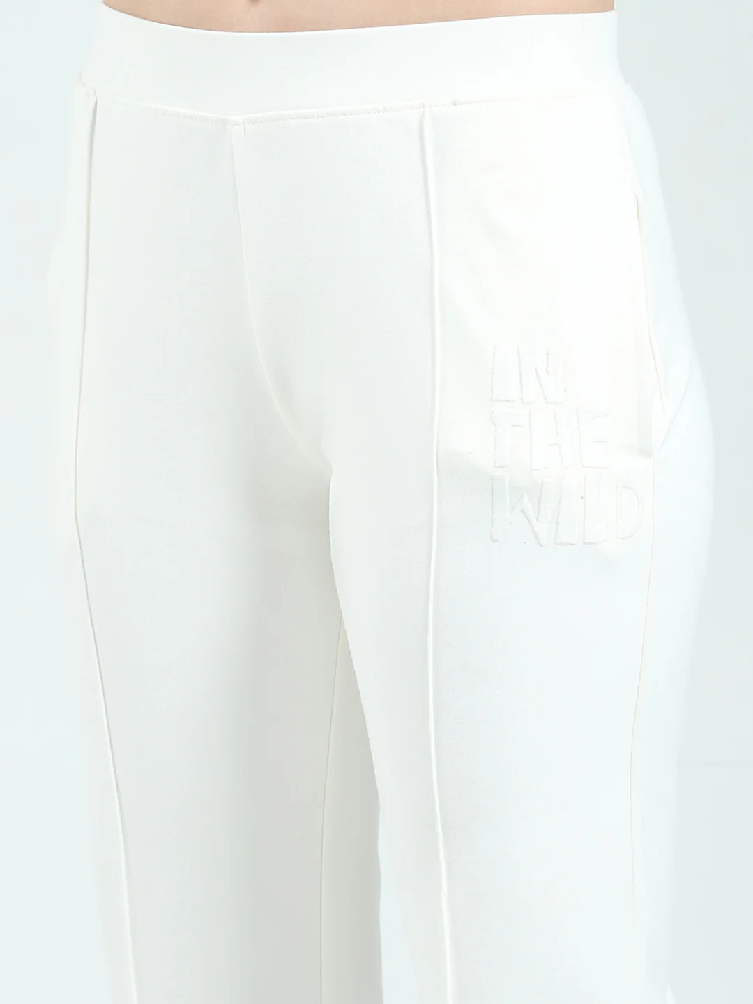 Women Off White Solid Regular Fit Lower - Image 6