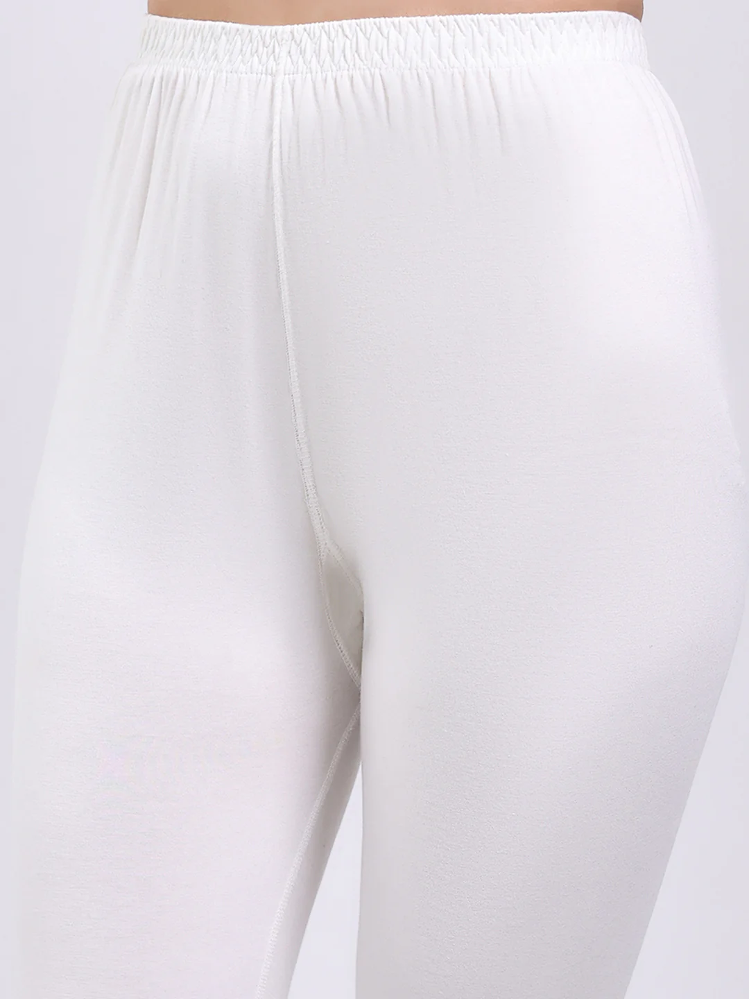 Women Off White Solid Regular Fit Thermal Lower - Image 6
