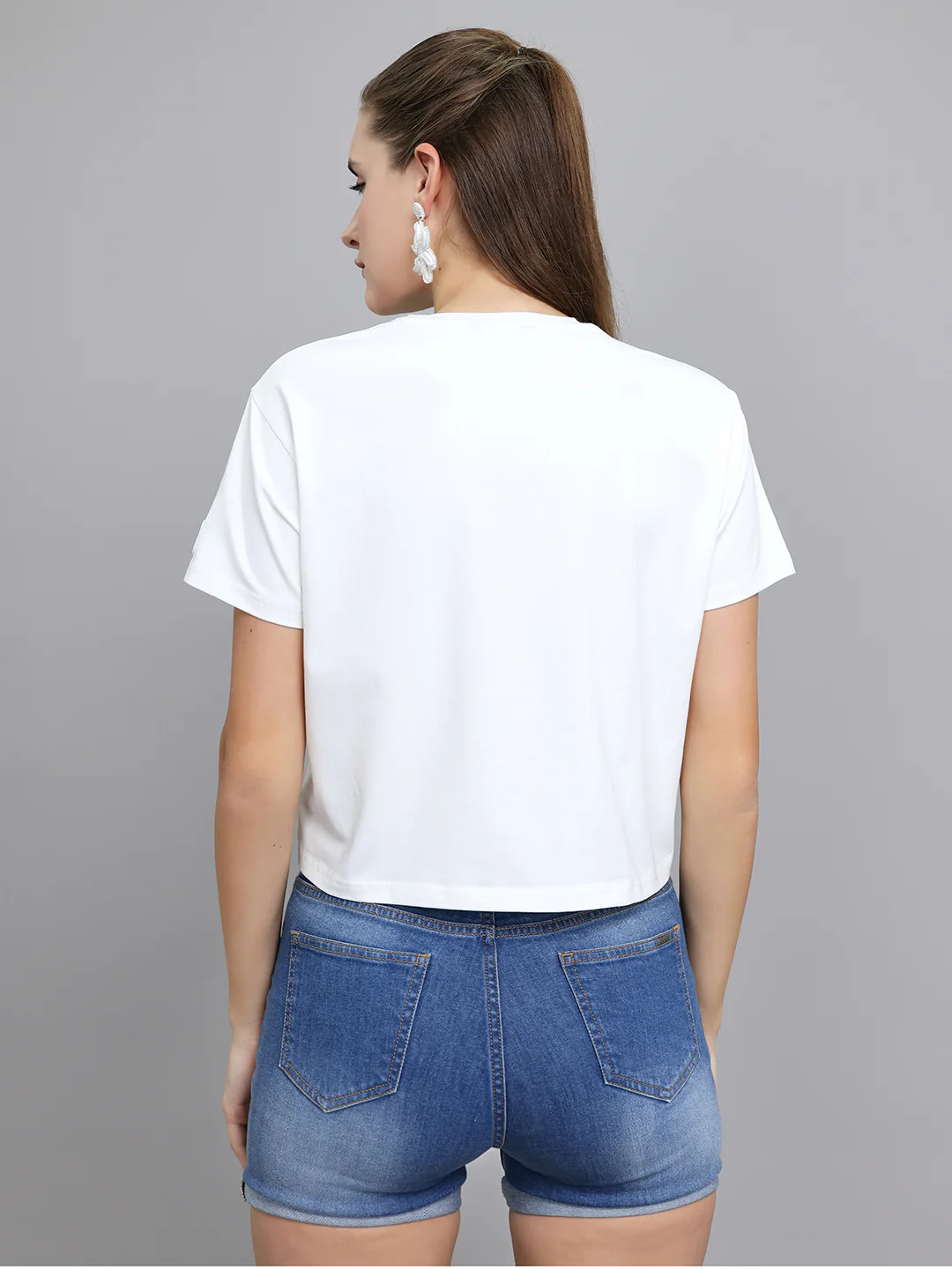 Women Off White Typographic Round Neck Half Sleeve Top - Image 4
