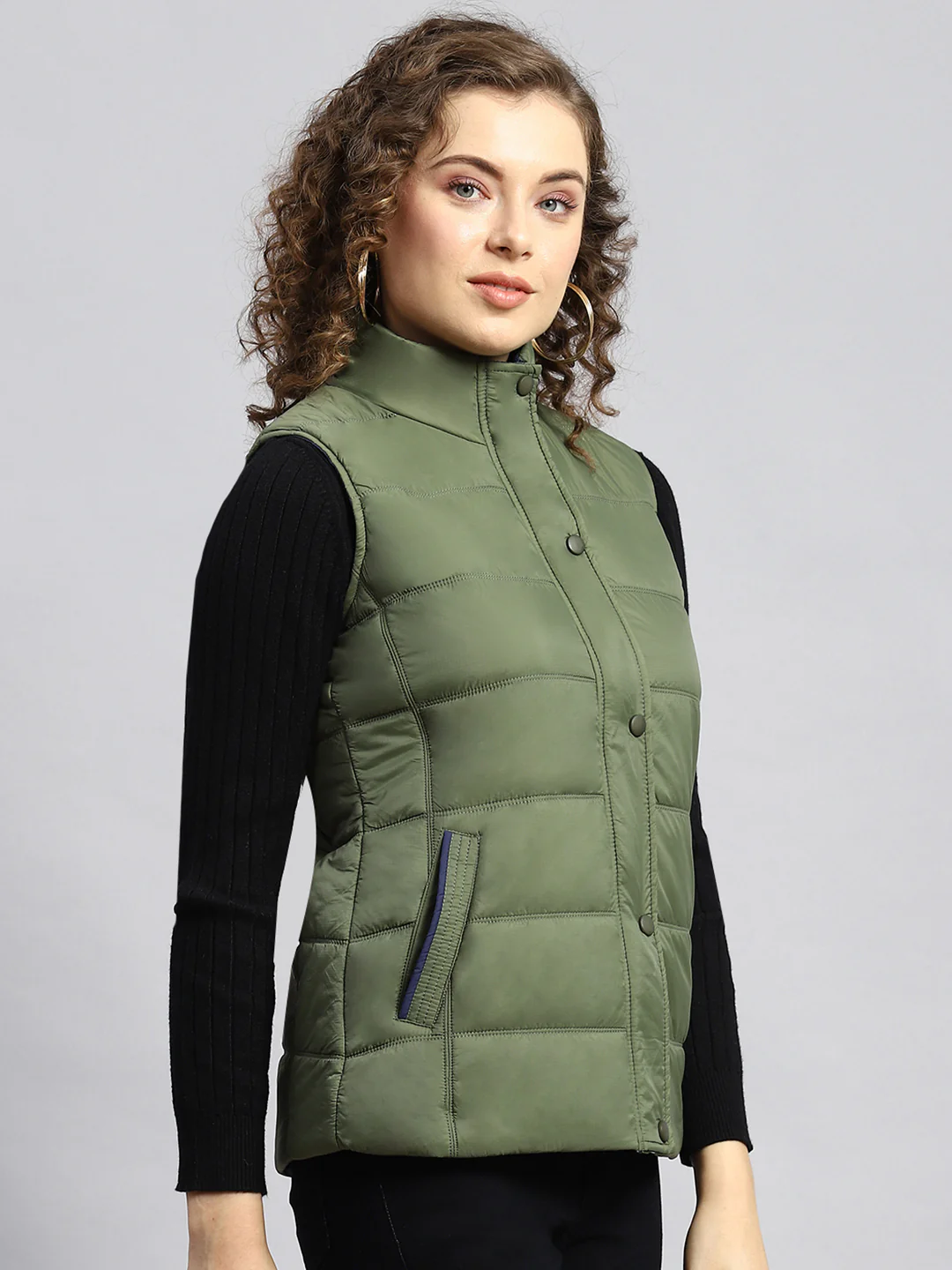 Women Olive Printed Jacket - Image 3