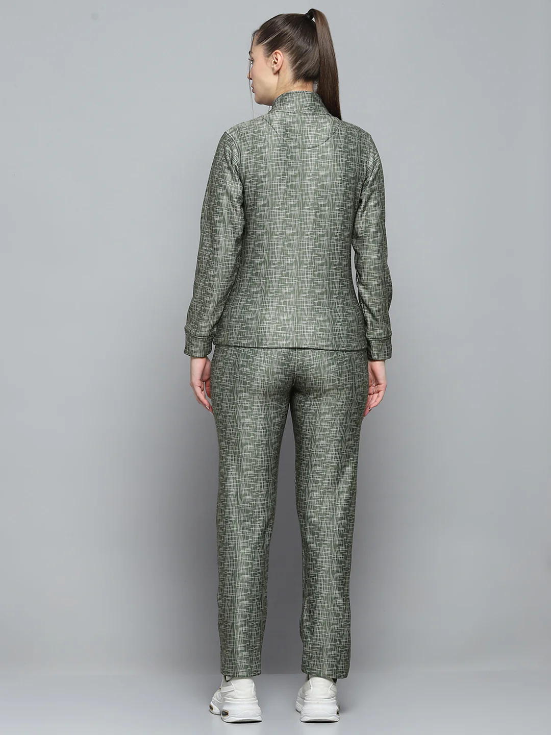 Rock.it Women Olive Printed Mock Neck Full Sleeve Tracksuit - Image 5
