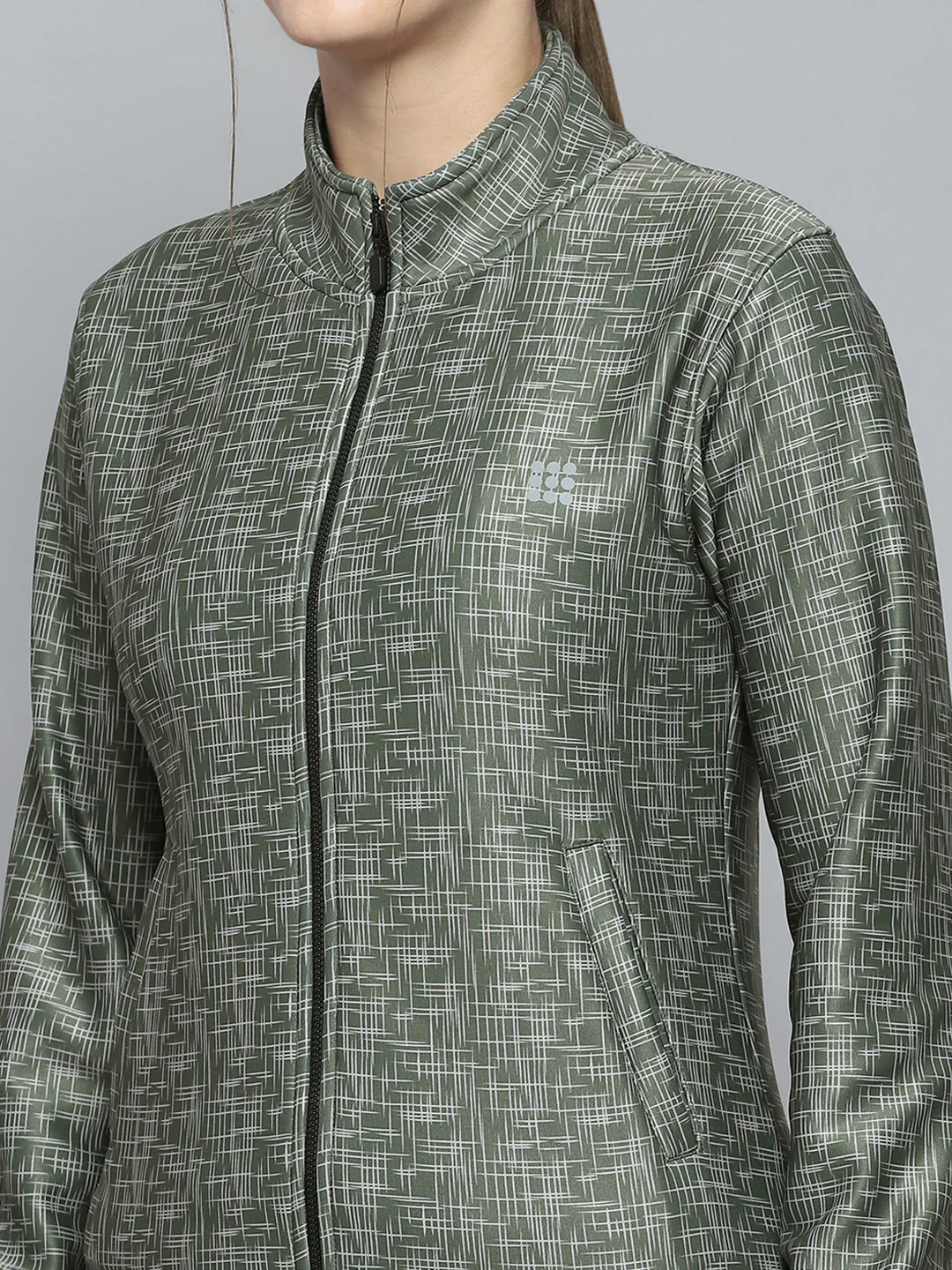 Rock.it Women Olive Printed Mock Neck Full Sleeve Tracksuit - Image 7