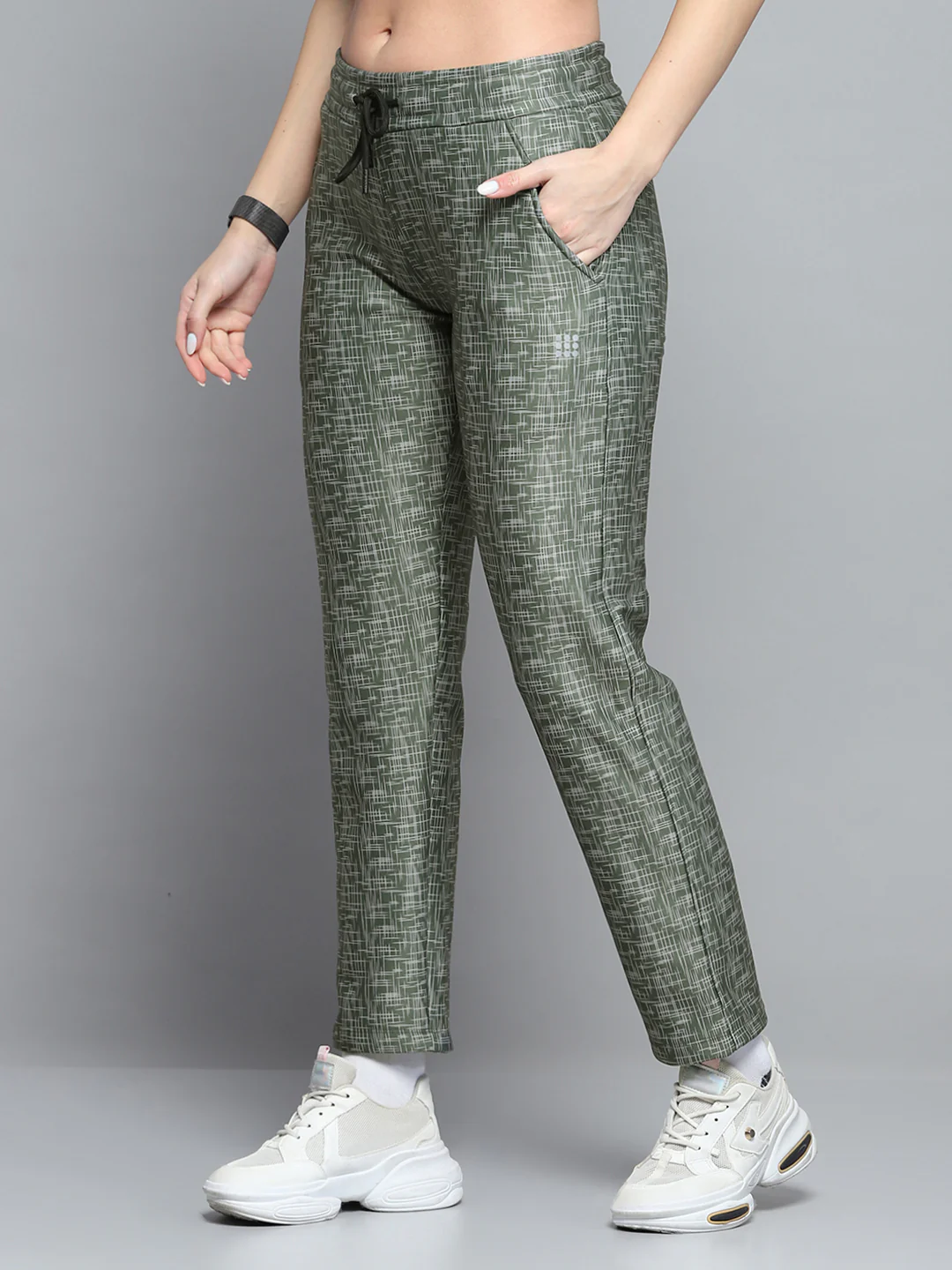 Rock.it Women Olive Printed Mock Neck Full Sleeve Tracksuit - Image 8