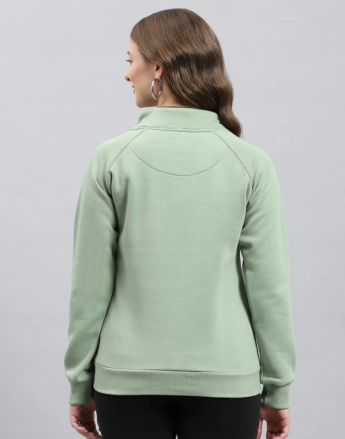 Women Olive Printed Round Neck Full Sleeve Sweatshirt - Image 5