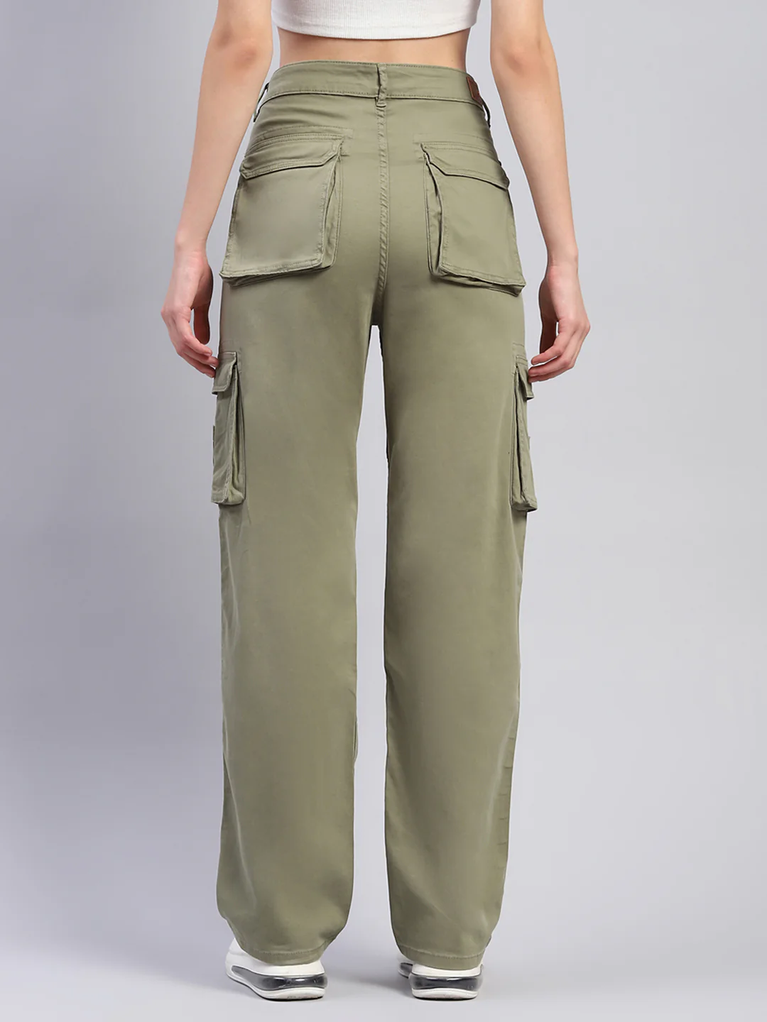Women Olive Solid Cargo Cargo - Image 5