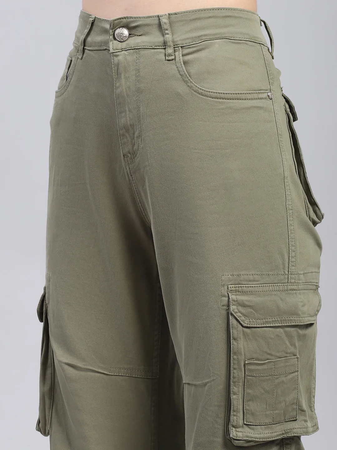 Women Olive Solid Cargo Cargo - Image 7