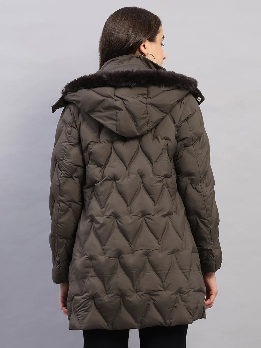 Women Olive Solid Hooded Full Sleeve Jacket - Image 5