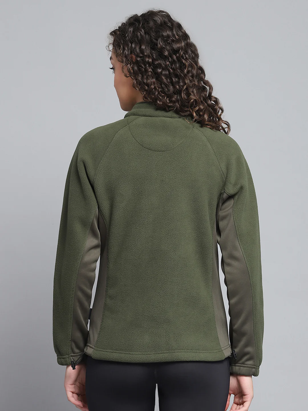 Rock.it Women Olive Solid Mock Neck Full Sleeve Sweatshirt - Image 5