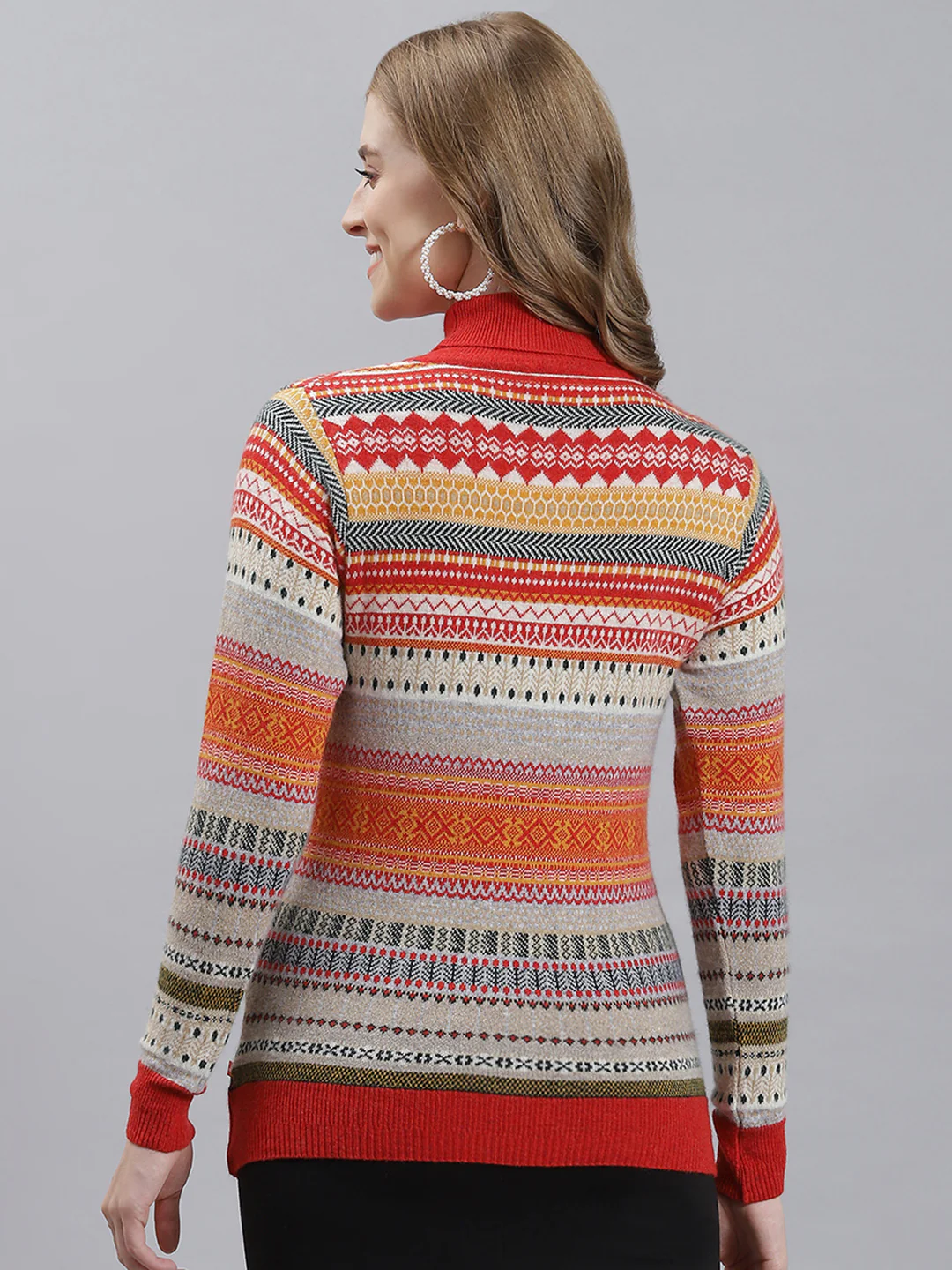Women Orange Jaquard Top - Image 5