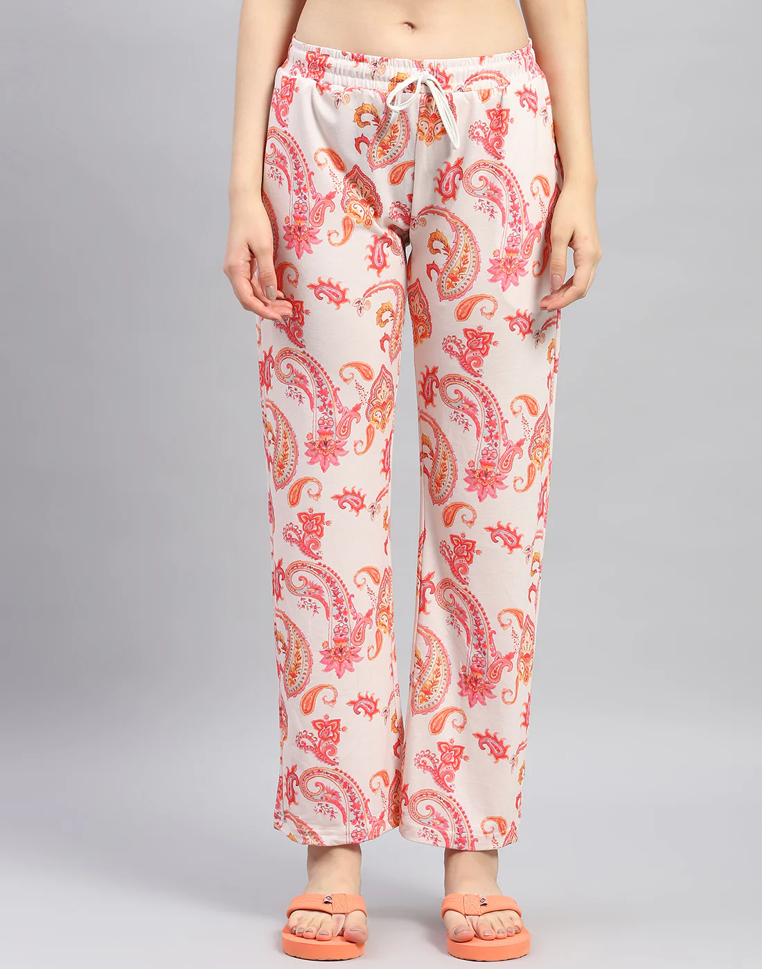 Women Orange Printed Round Neck Half Sleeve Lower Set - Image 7