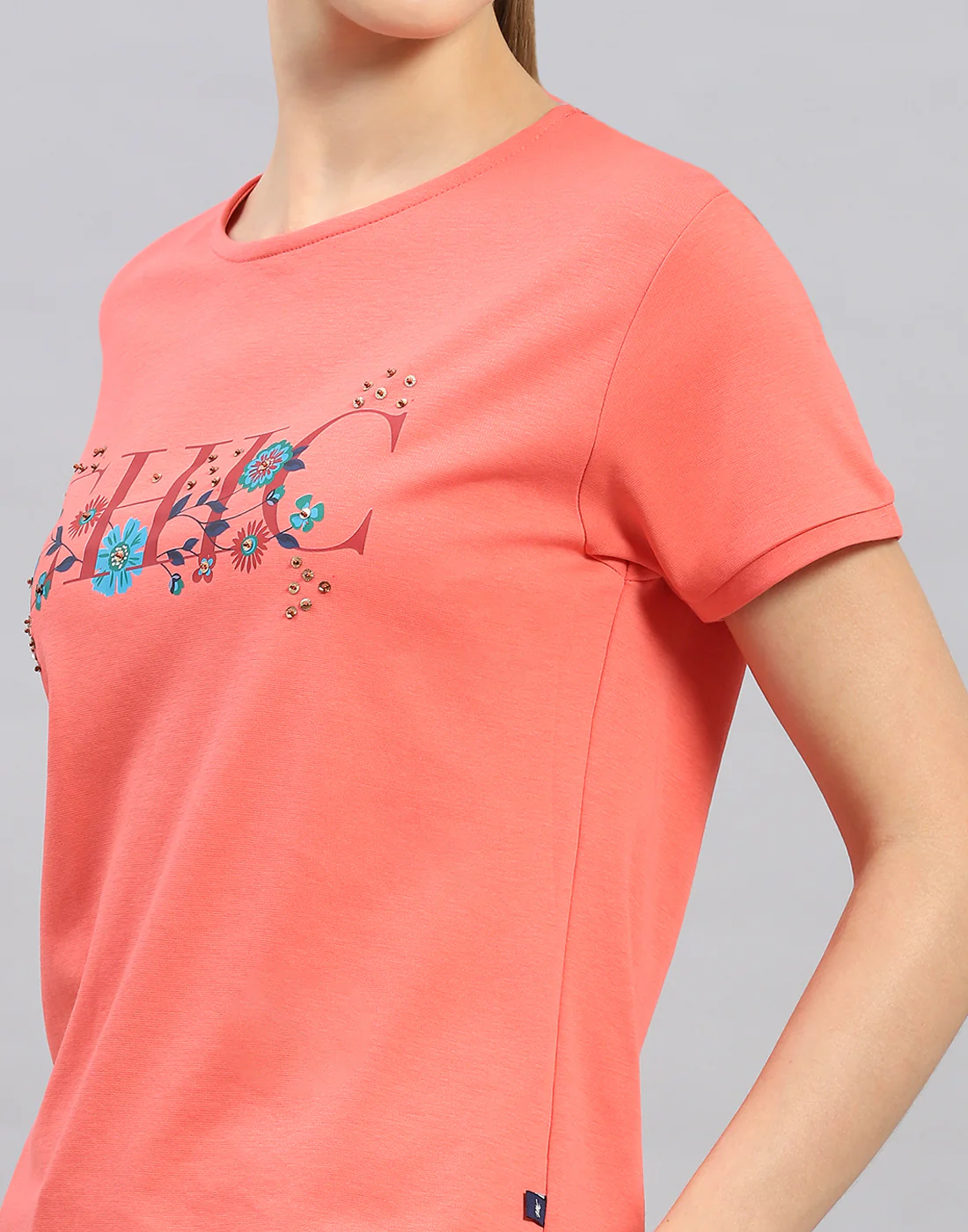 Women Orange Printed Round Neck Half Sleeve Lower Set - Image 7
