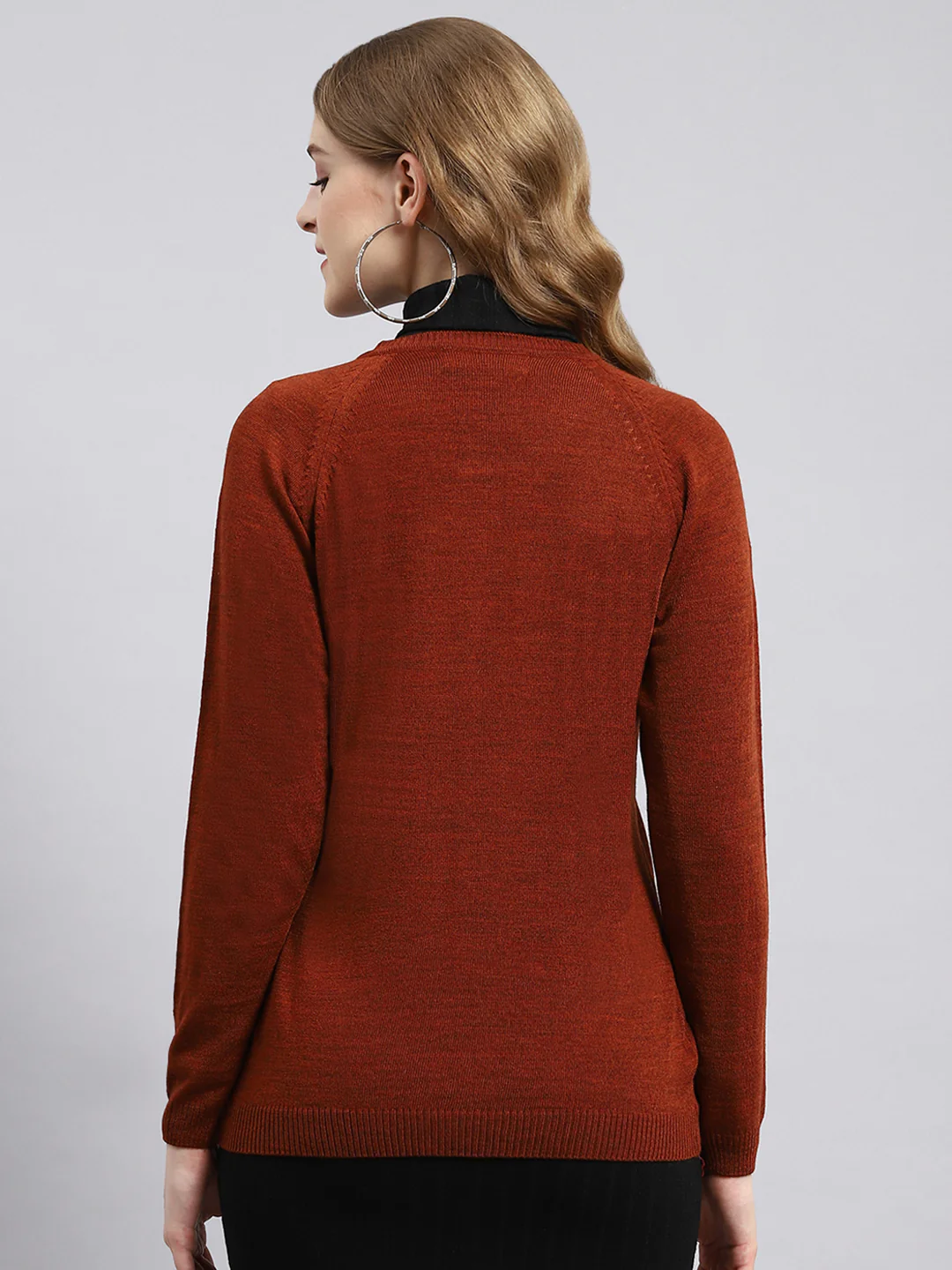 Women Orange Solid Cardigan - Image 5