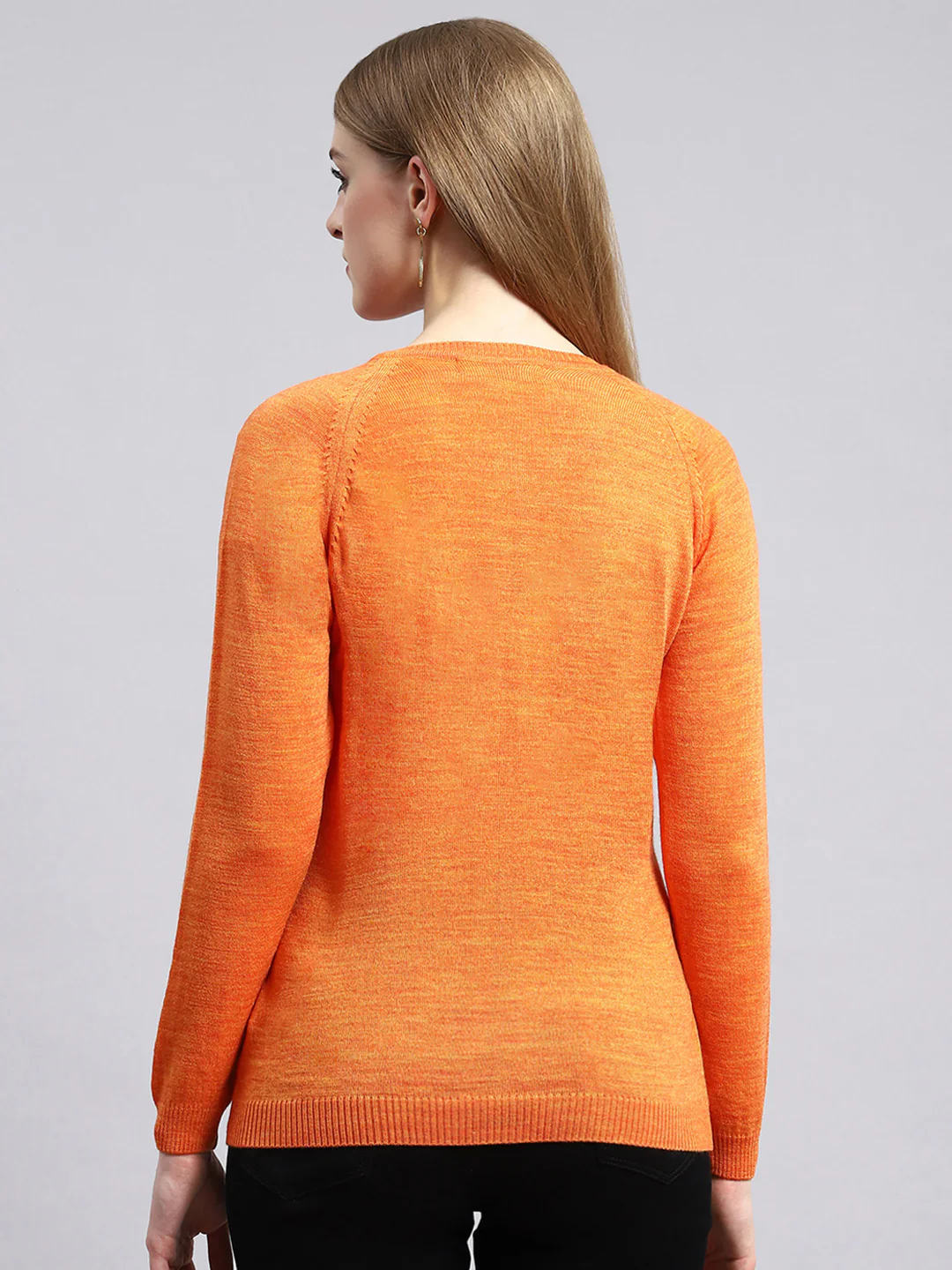 Women Orange Solid Cardigan - Image 5