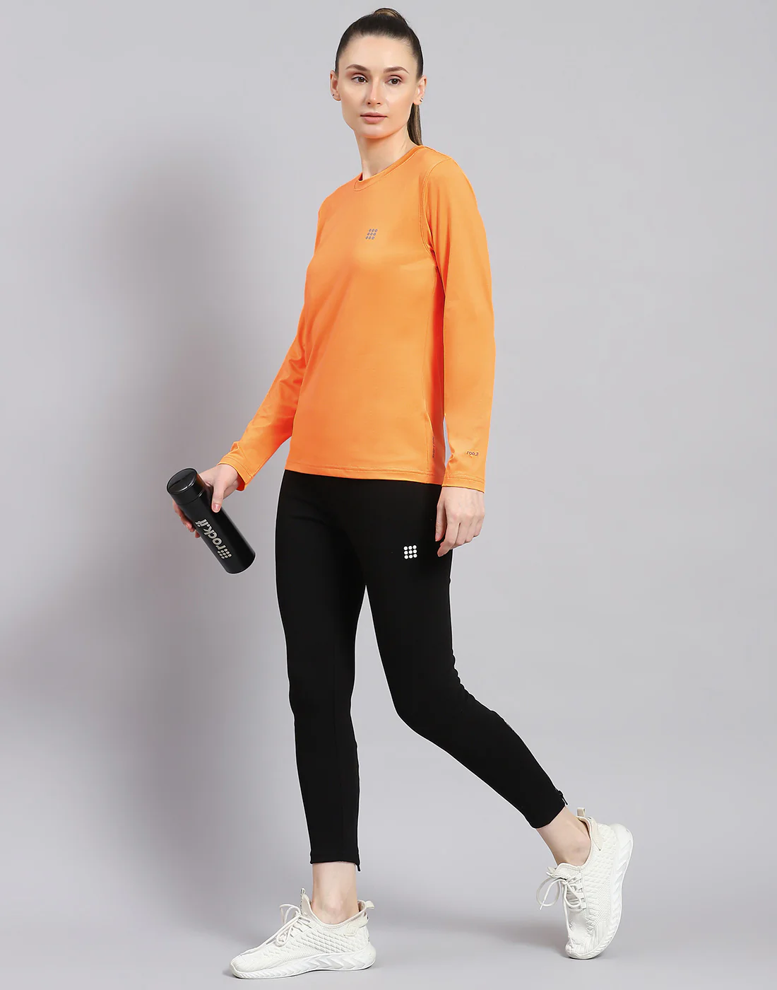 Rock.it Women Orange Solid Round Neck Full Sleeve Top - Image 2