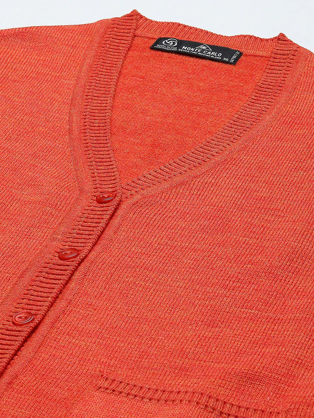 Women Orange Solid V Neck Sleeveless Cardigan - Image 7