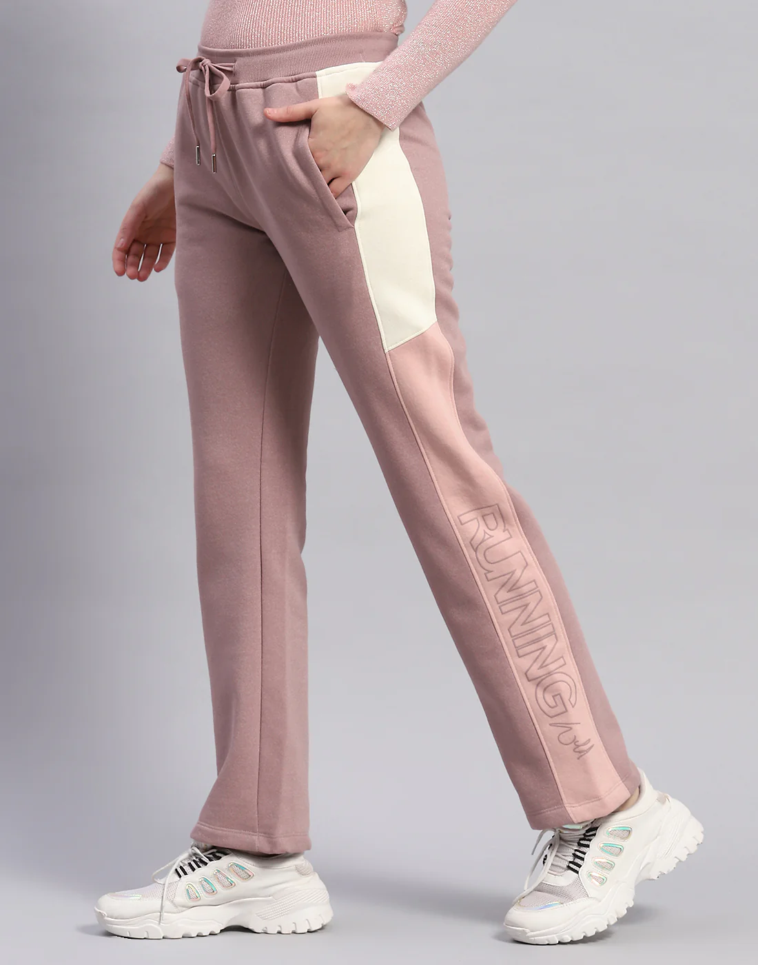 Women Peach Printed Hooded Full Sleeve Tracksuit - Image 7
