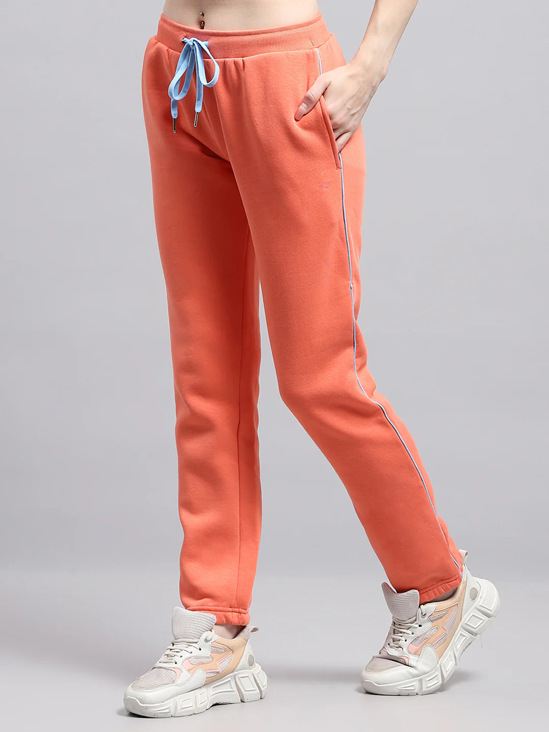 Women Peach Printed Hooded Full Sleeve Tracksuit - Image 8