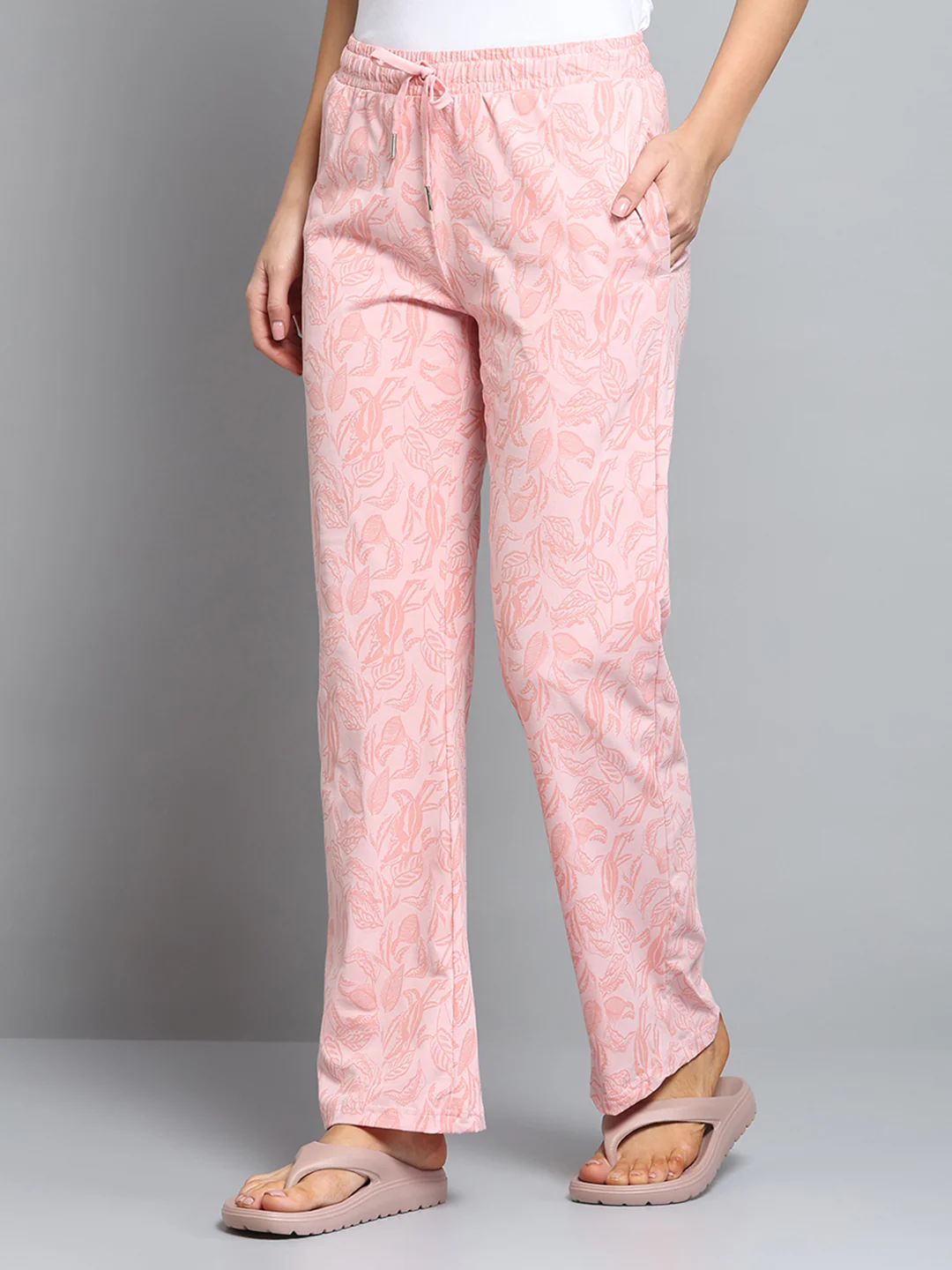 Women Peach Printed Regular Fit Lower - Image 4