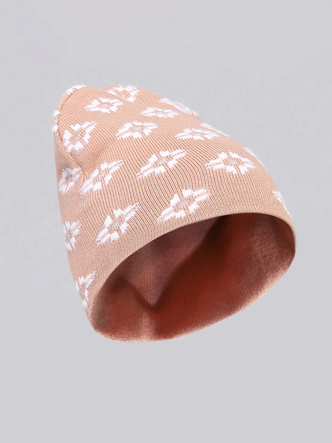 Women Peach Self Design Cap - Image 2