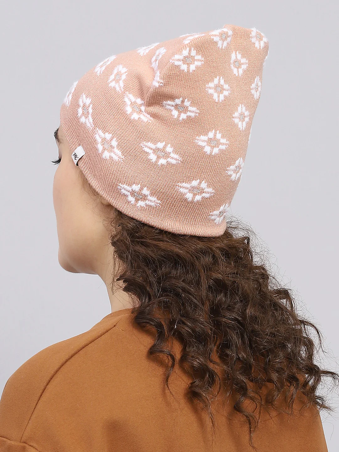 Women Peach Self Design Cap - Image 5