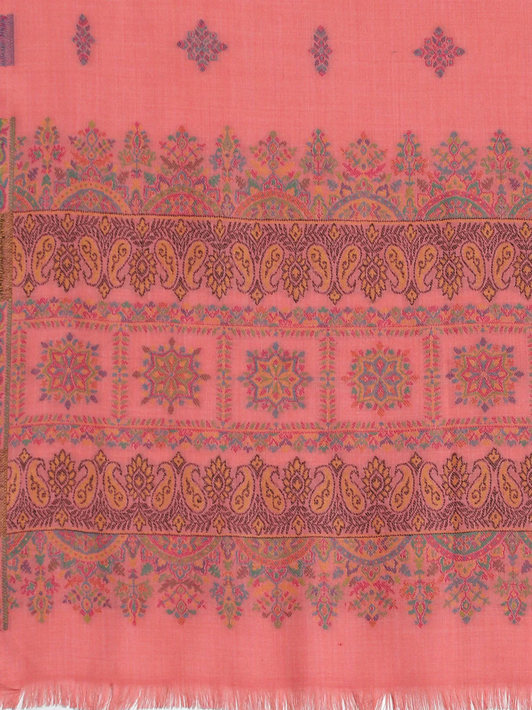 Women Peach Self Design Shawl - Image 6