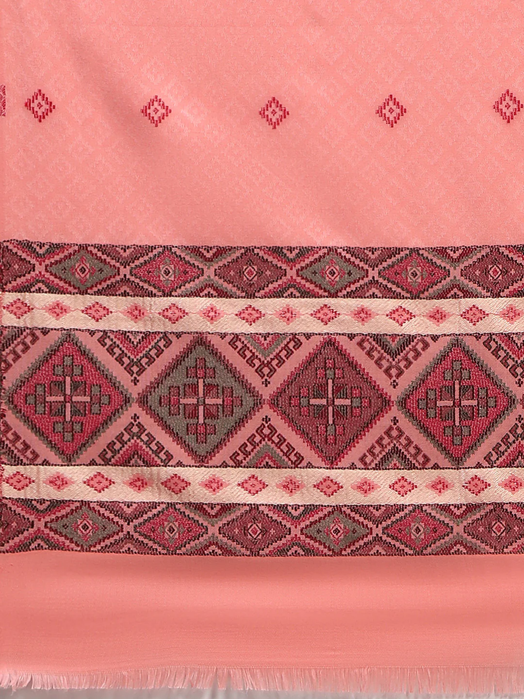 Women Peach Self Design Stole - Image 7